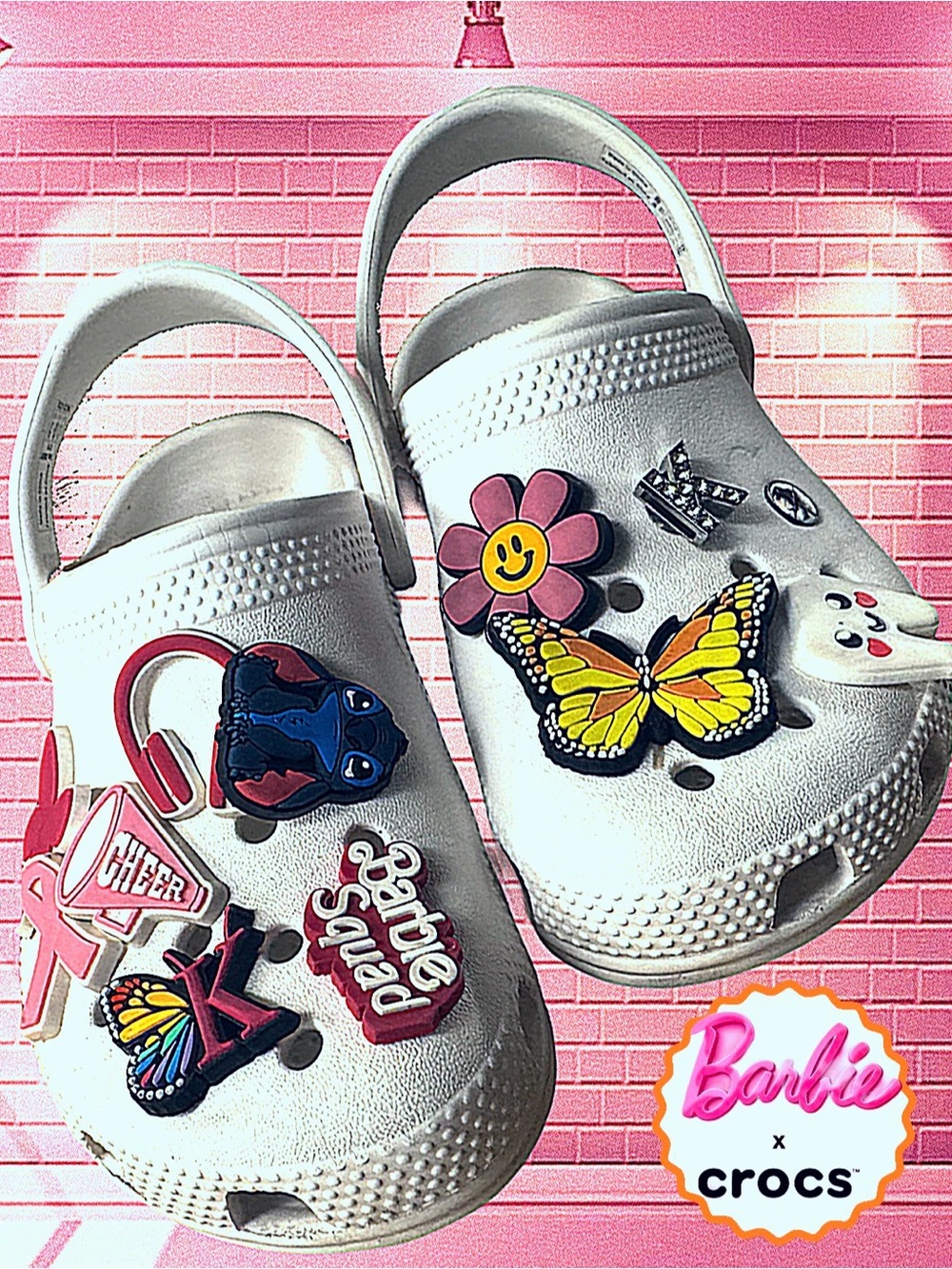 Kids White Crocs with 10 Fun Charms
